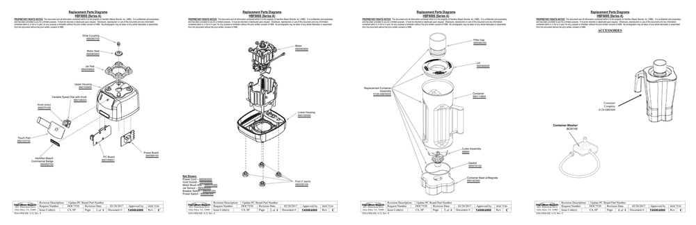 Diagram Diagram and Parts List for HBF600S  Hamilton Beach Blender